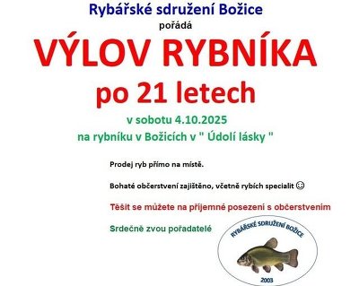 Plakát události Výlov rybníka Božice