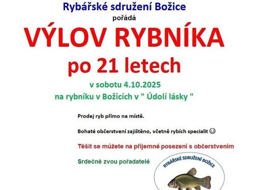 Plakát události Výlov rybníka Božice