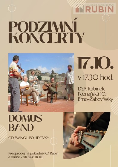 Plakát události Podzimní koncerty - DOMUS BAND