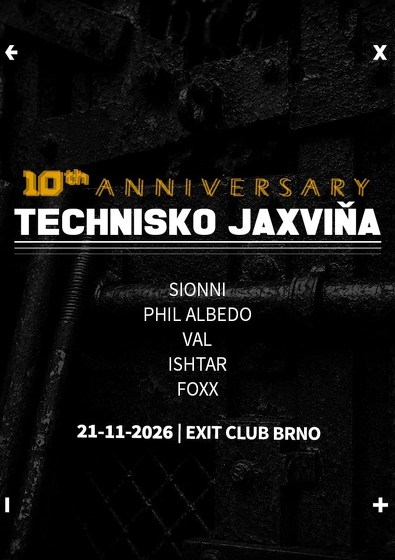 Plakát události Technisko Jaxviňa | 10th Anniversary
