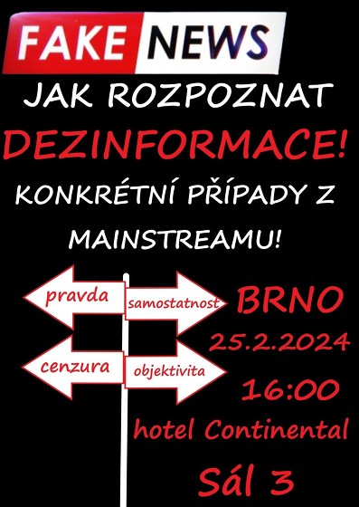 Plakát události Seminář: Dezinformace MAINSTREAMOVÉHO prostoru