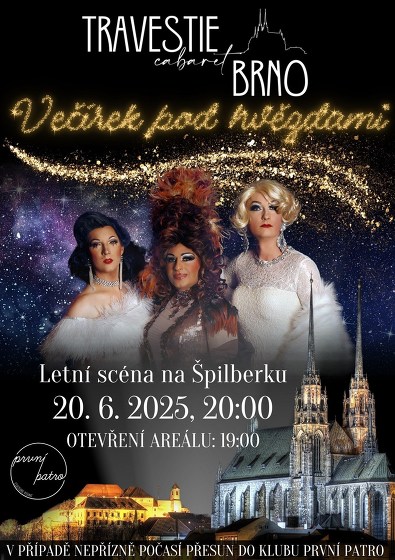 Plakát události „Travestie Cabaret Brno: Večírek pod hvězdami“