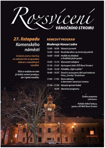 Plakát události Rozsvícení vánočního stromu