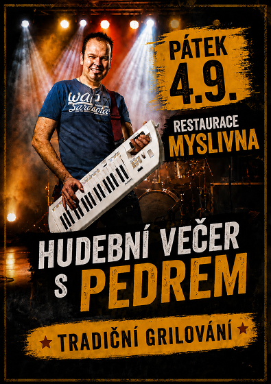 Plakát události Hudební večer s Pedrem na Myslivně