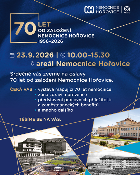 Plakát události 70 let od založení Nemocnice Hořovice