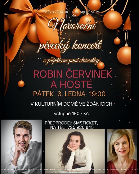 Plakát události Novoroční pěvecký koncert - Robin Červinek a hosté