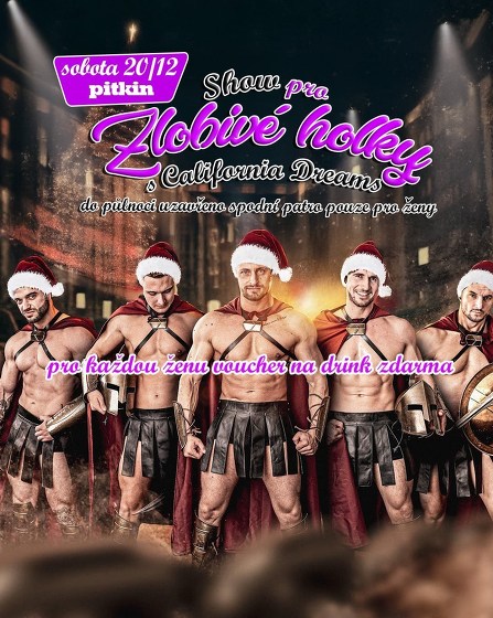 Plakát události Vánoční pánská strip show - California Dreams