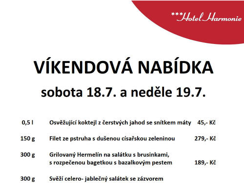Víkendová nabídka 18. - 19.7.2026