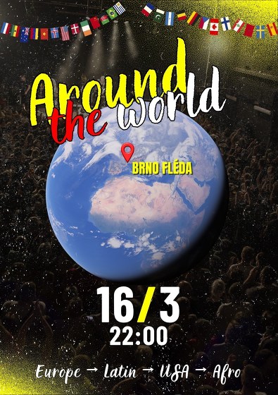 Plakát události Around the world party x 16/3 x Fléda