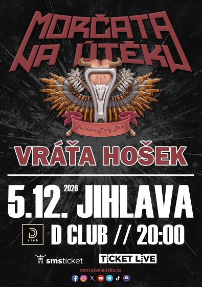 Plakát události Morčata na útěku a Vráťa Hošek v Třebíči