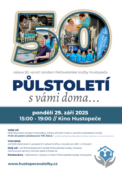 Plakát události Oslava 50. výročí pečovatelské služby