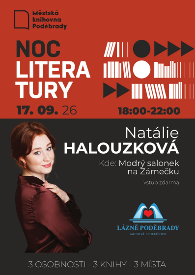 Plakát události Noc Literatury s Natálií Halouzkovou