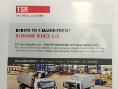 TSR nabízí práci na pozici Řidič nosiče kontejnerů s hydraulickou rukou v obci Spomyšl