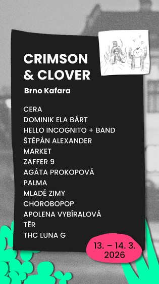 Plakát události Crimson & Clover: Market, Palma, TĒR, Chorobopop...