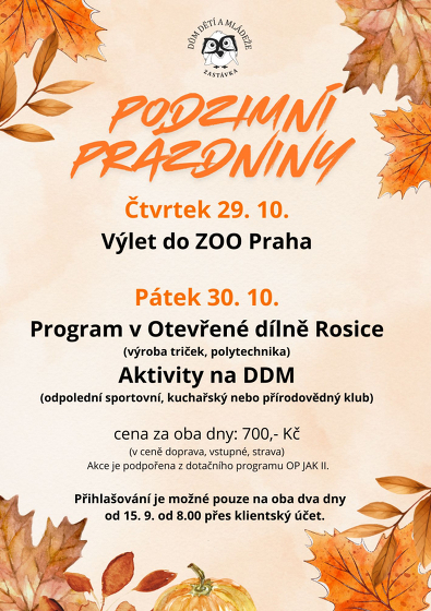 Plakát události Podzimní prázdniny