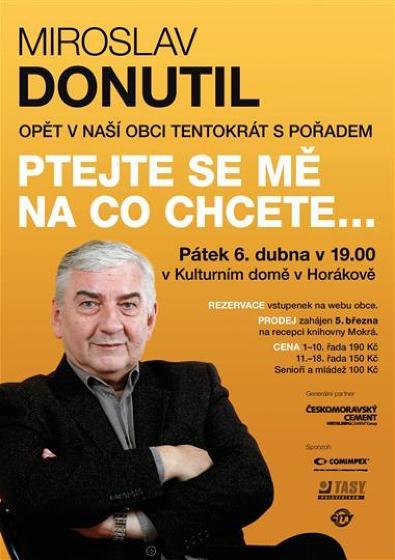 Plakát události Miroslav Donutil: Ptejte se mě na co chcete...