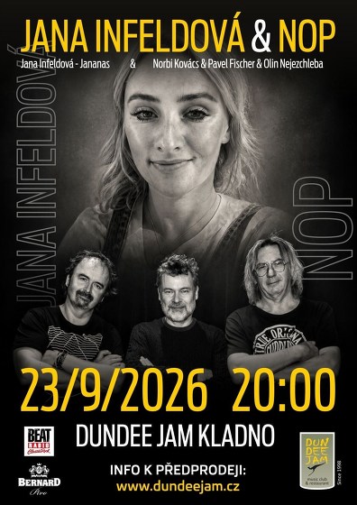 Plakát události JANA INFELDOVÁ & NOP N.Kovacs/O.Nejezchleba/P.Fischer