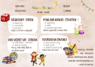 Plakát události Přihlašování do kroužků v Sami Sebou Rosice