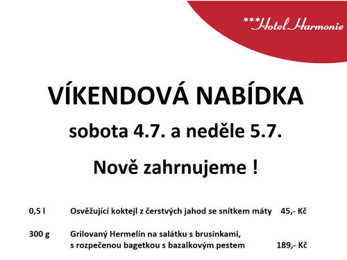 Víkendová nabídka s koktejlem :-)