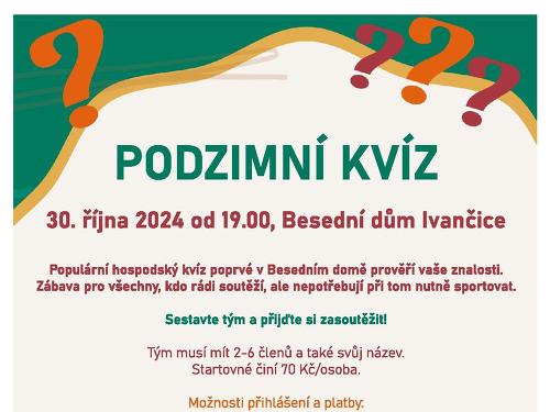 Plakát události Podzimní kvíz v Ivančicích