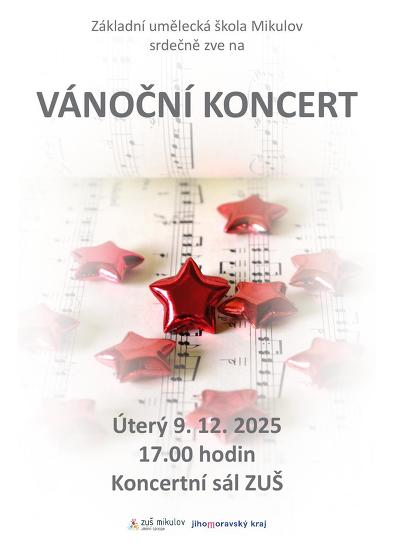 Plakát události Vánoční koncert ZUŠ Mikulov