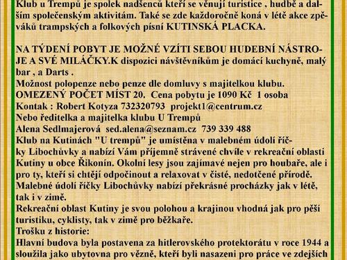 Týdenní pobyty v klubu u Trempů Kutiny