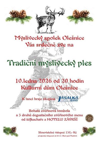 Plakát události Tradiční myslivecký ples, Olešnice