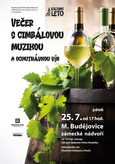 Plakát události Večer s cimbálovou muzikou a ochutnávkou vín