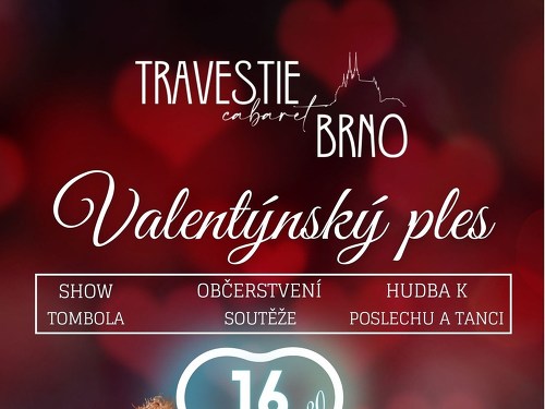 Plakát události Valentýnský ples Travestie Cabaret Brno
