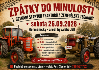Plakát události 1. Setkání starých traktorů a zemědělské techniky