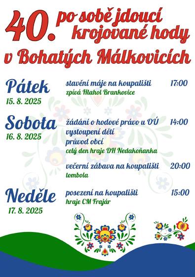 Plakát události 40. po sobě jdoucí krojované hody