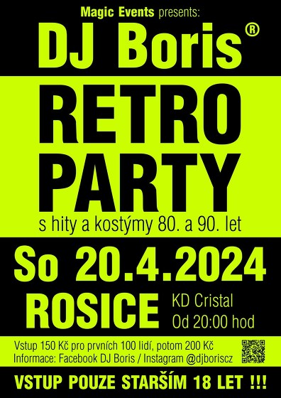 Plakát události DJ Boris RETRO PARTY 18+ - Rosice