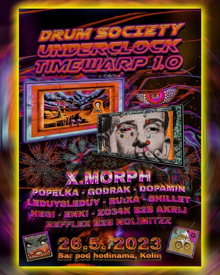 Plakát události Drum Society I UNDERCLOCK I X.MORPH I Kolín