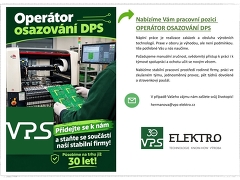 V.P.S. Elektro, s.r.o. nabízí práci na pozici Operátor osazování DPS v obci Moravský Krumlov