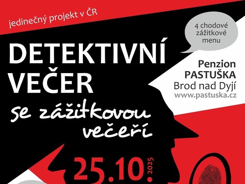 Plakát události Detektivní večer se zážitkovou večeří