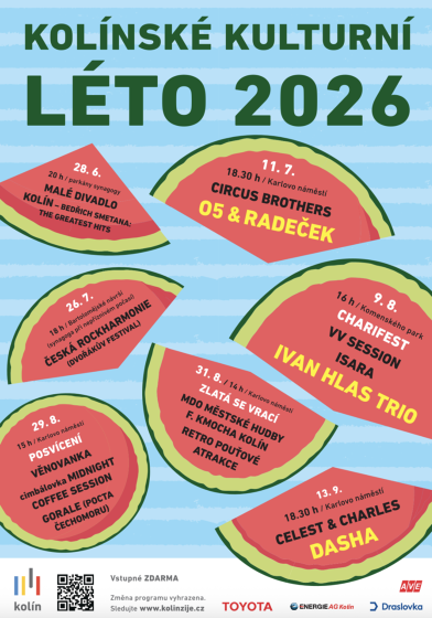 Plakát události Kolínské kulturní léto 2026: ZLATÁ SE VRACÍ