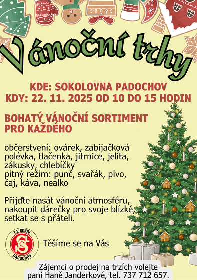 Plakát události Vánoční trhy na sokolovně v Padochově