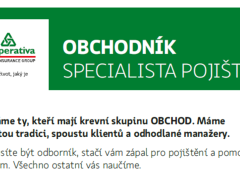 Kooperativa pojišťovna, a.s. nabízí práci na pozici Obchodník specialista pojištění v obci Ivančice