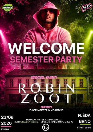 Plakát události Robin ZOOT live - Welcome semester party x Fléda klub Brno