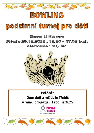 Plakát události Bowling: podzimní turnaj pro děti a mládež