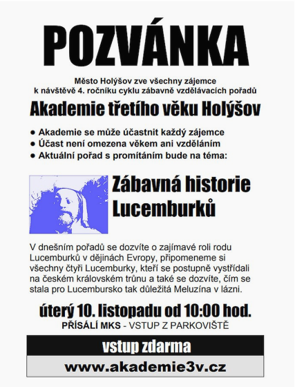 Plakát události Akademie třetího věku Holýšov
