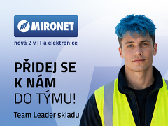 Mironet a.s. nabízí práci na pozici Team Leader skladu, volné víkendy i večery v obci Nupaky