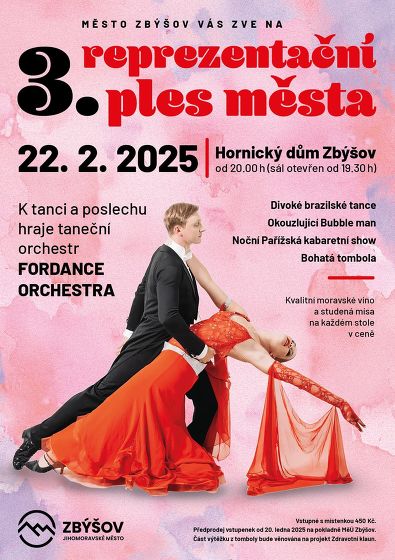 Plakát události 3. reprezentační ples města Zbýšova
