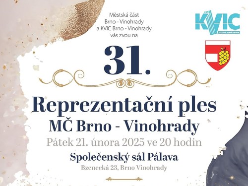 Plakát události 31. Reprezentační ples městské části Brno - Vinohrady