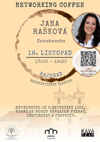 Plakát události Networking Coffee s Janou Raškovou