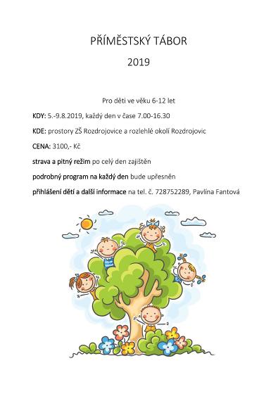 Plakát události Příměstský tábor Rozdrojovice 5.-9.8.2019