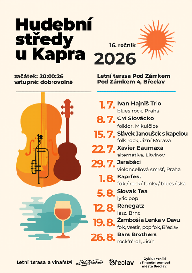 Plakát události Hudební středy u Kapra 2026