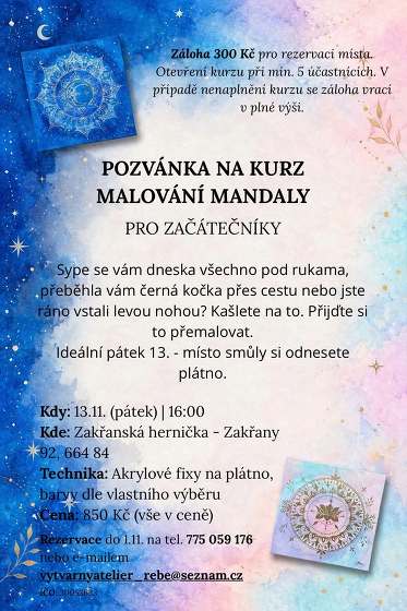 Plakát události Pozvánka na kurz malování mandaly pro začátečníky