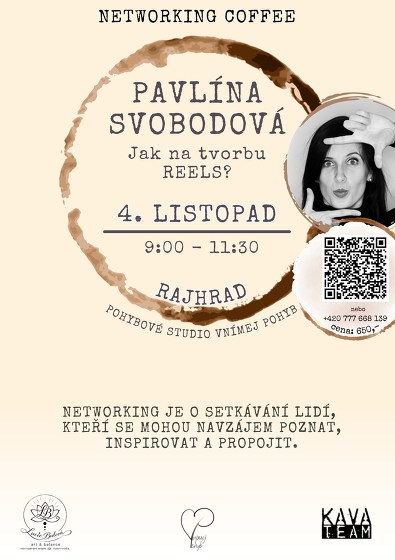 Plakát události Networking Coffee s Pavlínou Svobodovou