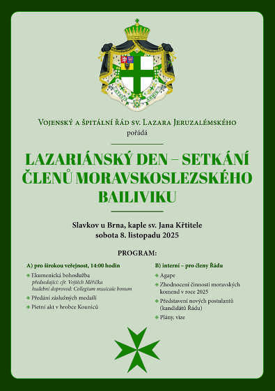 Plakát události Lazariánský den – setkání členů Moravskoslezského bailiviku